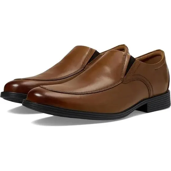 Clarks Whiddon Loafers Leather Slip on Tan Comfort Dress Shoe Men's 7 $105 MSRP - Picture 1 of 9